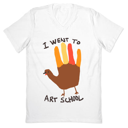 I Went To Art School Hand Turkey V-Neck