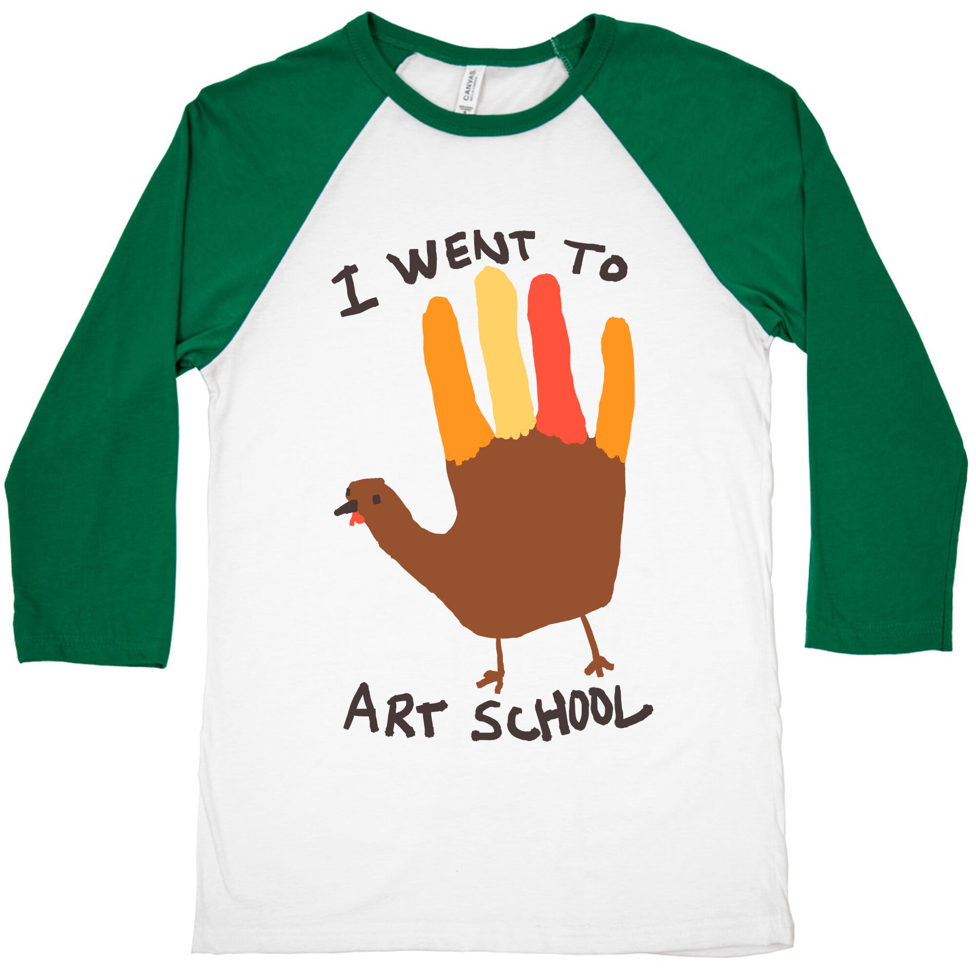 I Went To Art School Hand Turkey Baseball Tee