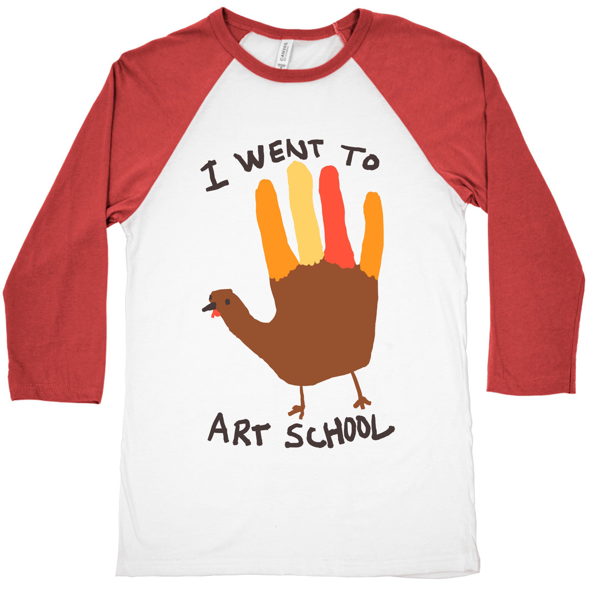 I Went To Art School Hand Turkey Baseball Tee
