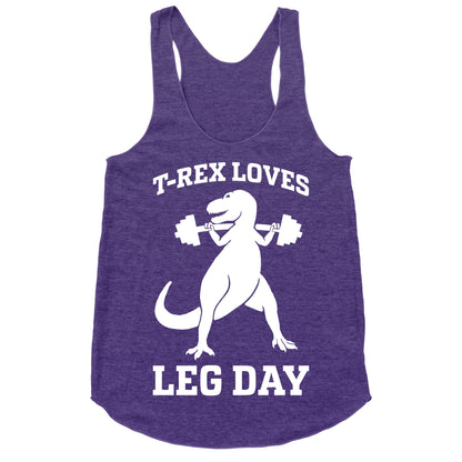 T-Rex Loves Leg Day Racerback Tank