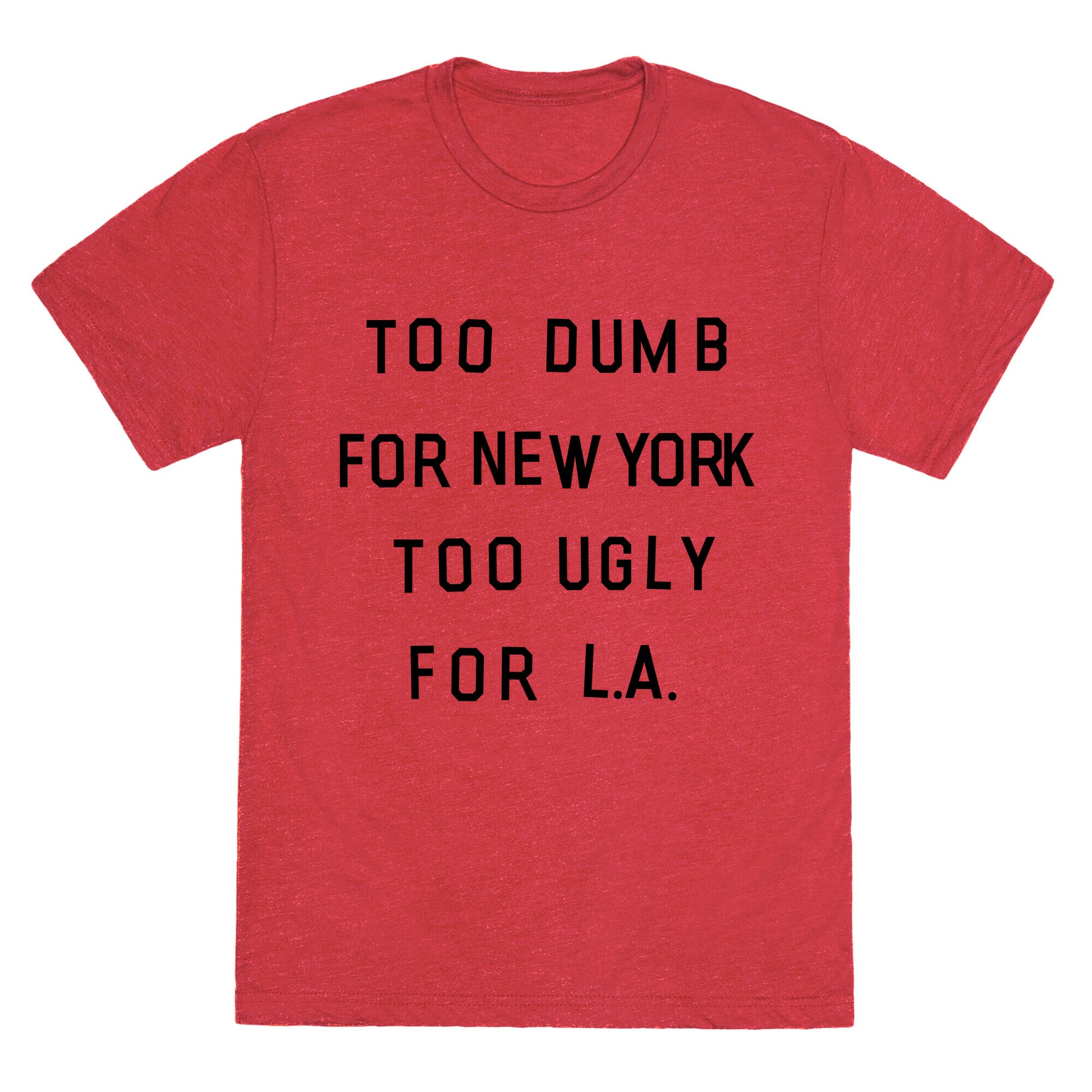 Too Dumb For New York, Too Ugly for L.A. Unisex Triblend Tee