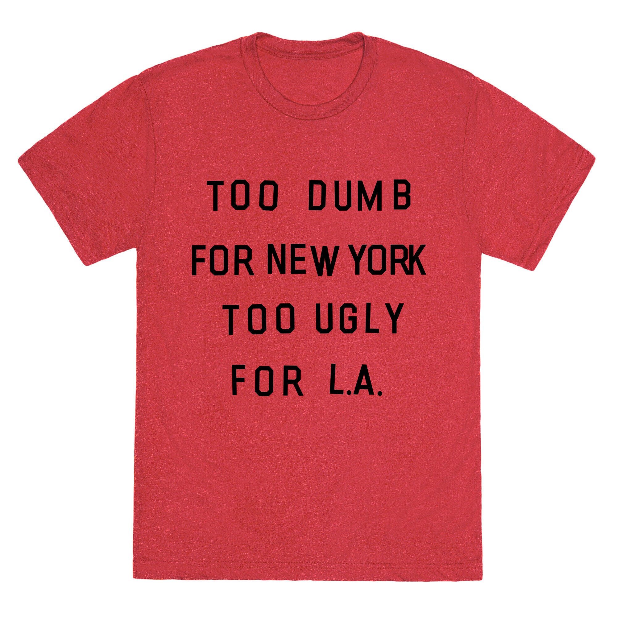 Too Dumb For New York, Too Ugly for L.A. Unisex Triblend Tee