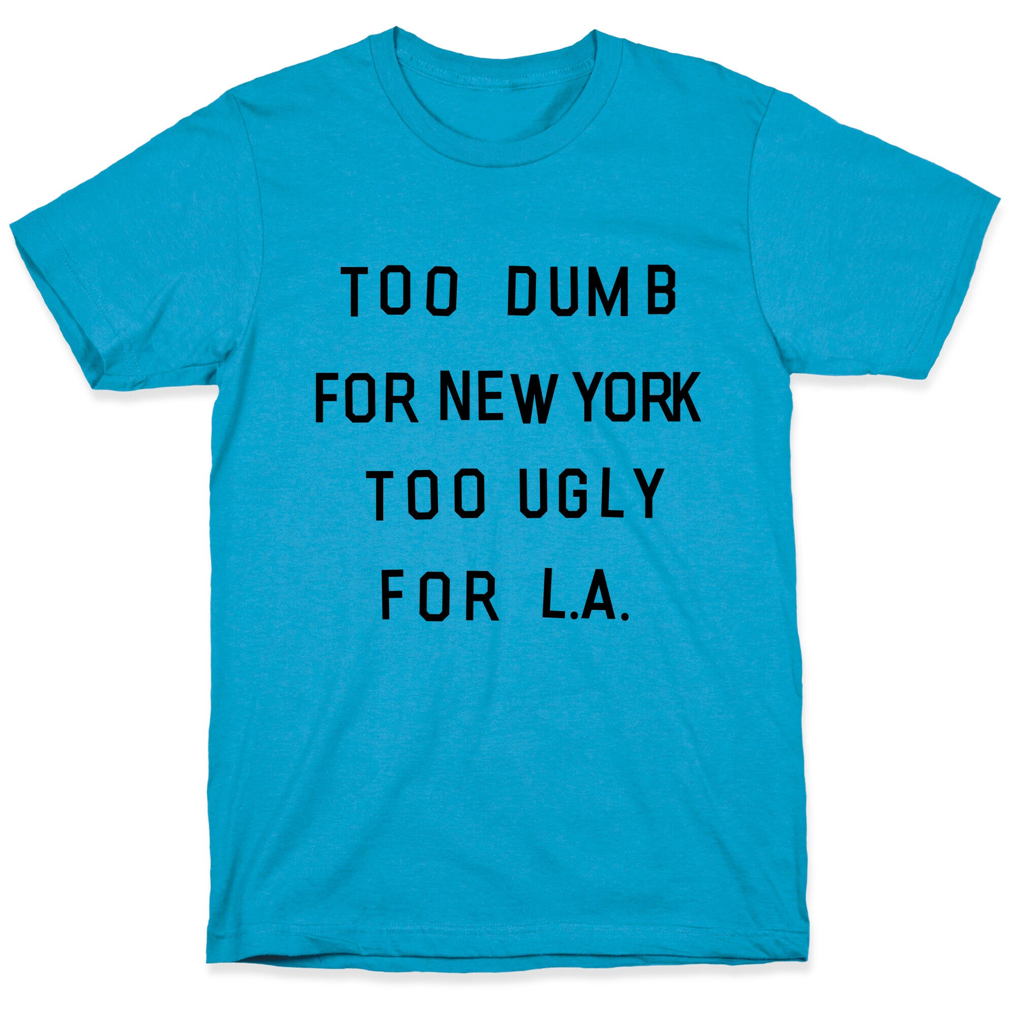 Too Dumb For New York, Too Ugly for L.A. Unisex Triblend Tee