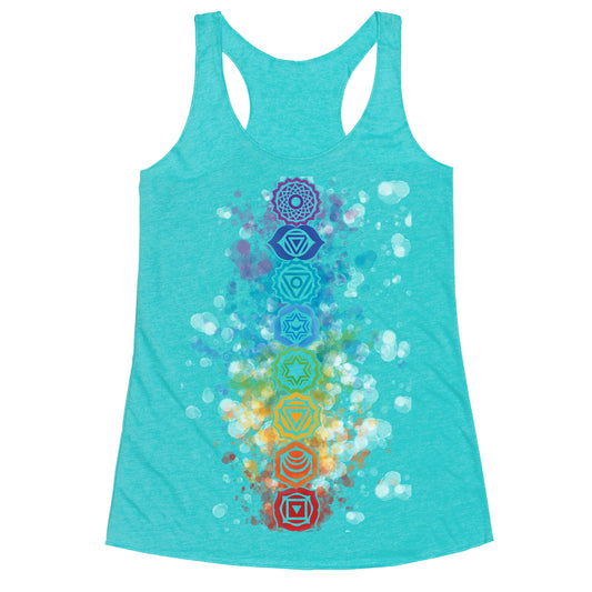 Watercolor Chakra Symbols Racerback Tank