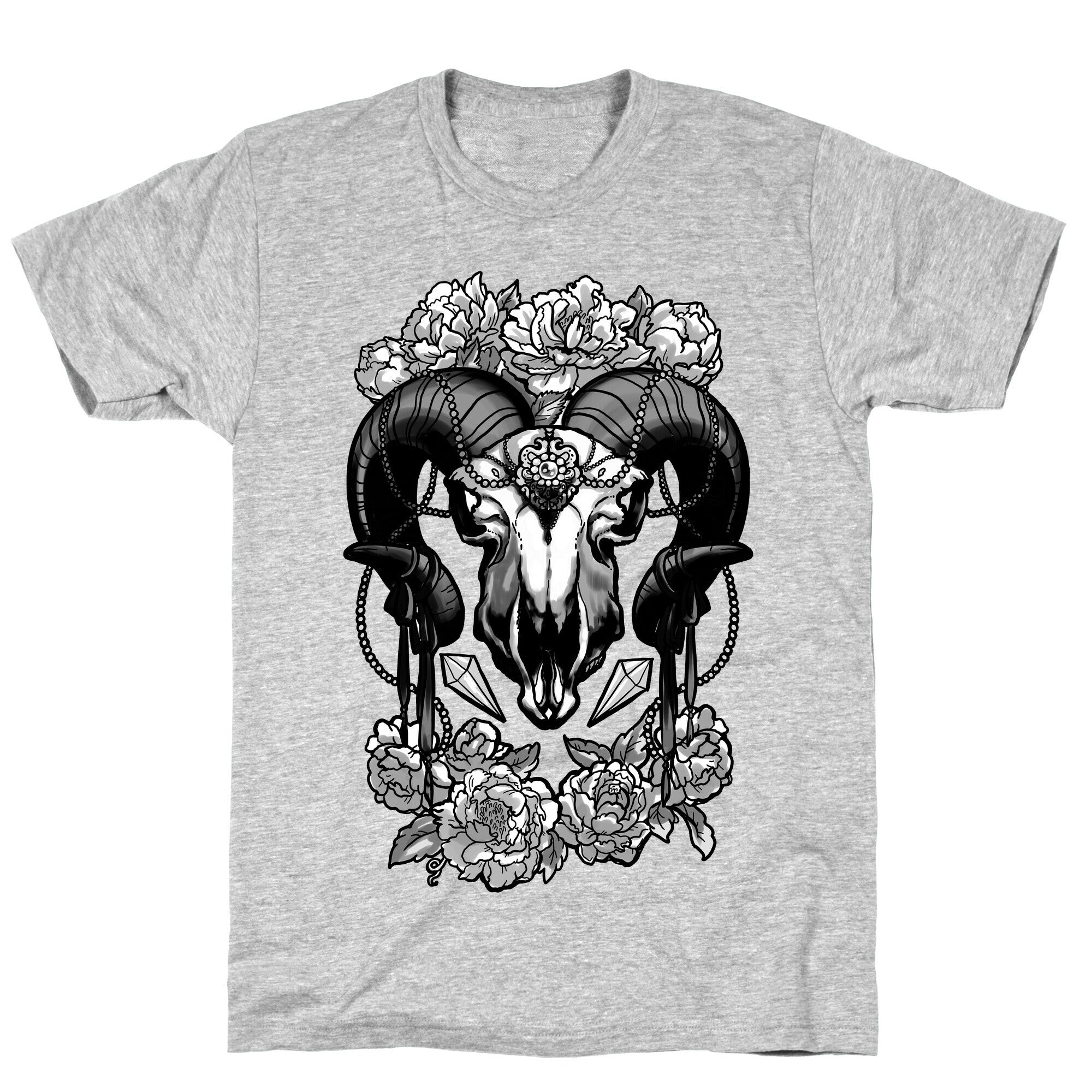 Flowery Ram Skull T-Shirt
