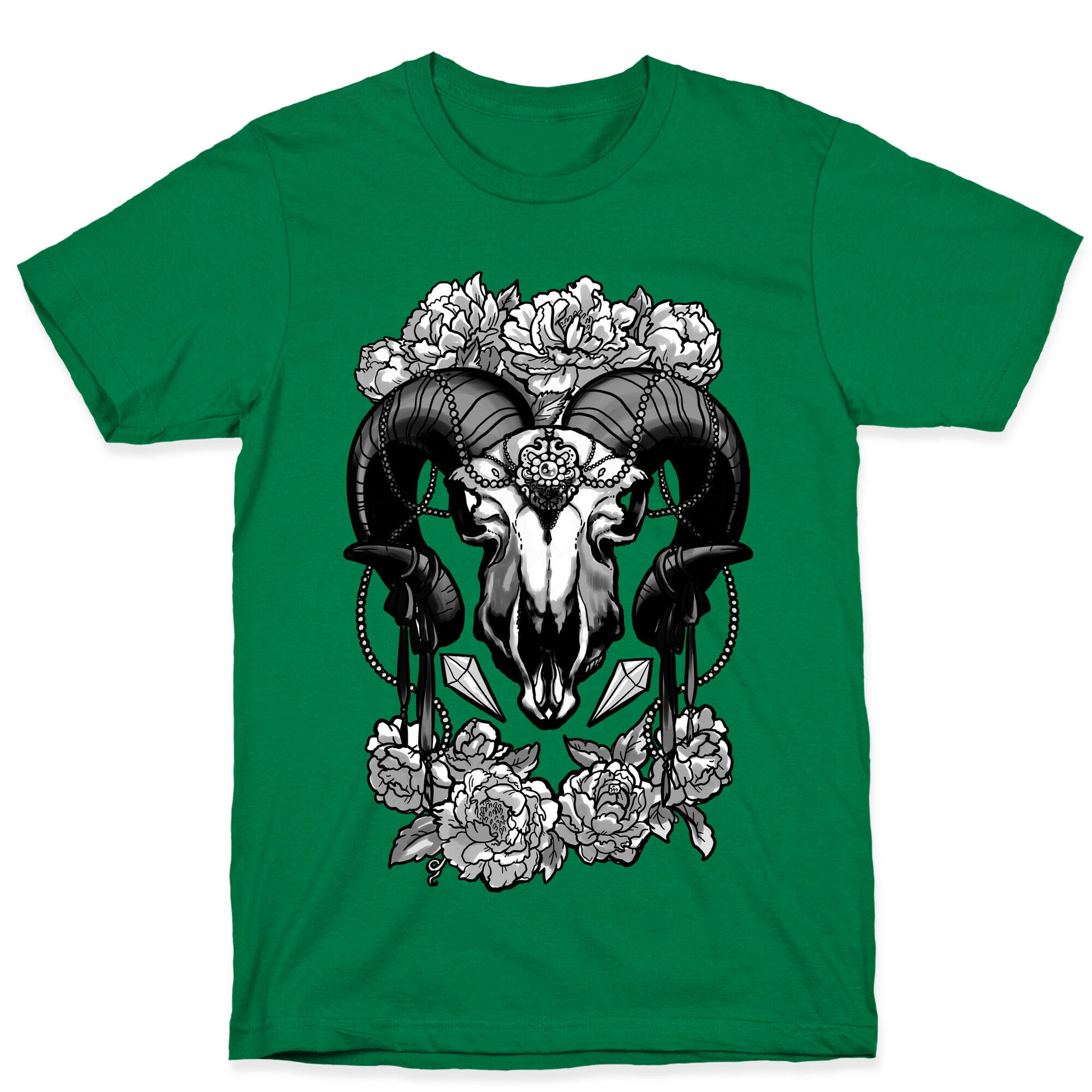 Flowery Ram Skull T-Shirt