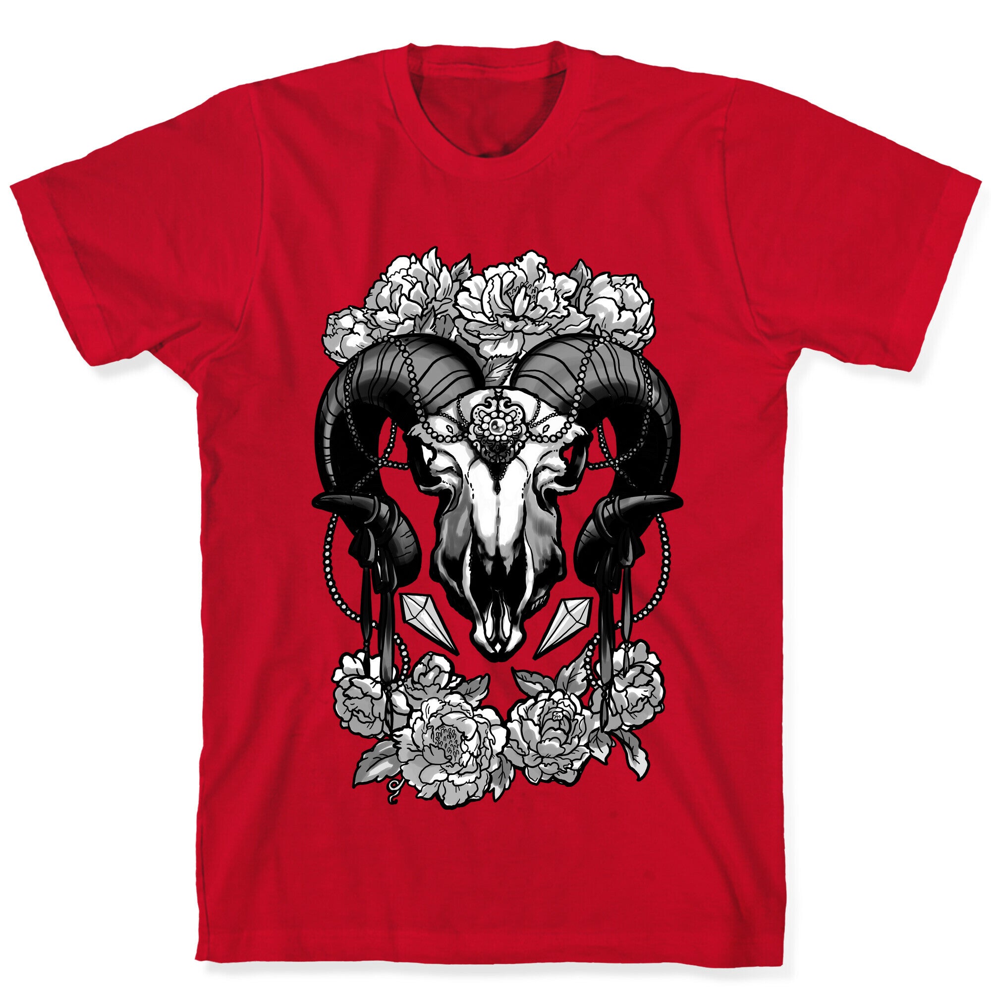 Flowery Ram Skull T-Shirt