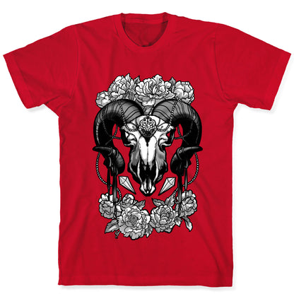 Flowery Ram Skull T-Shirt
