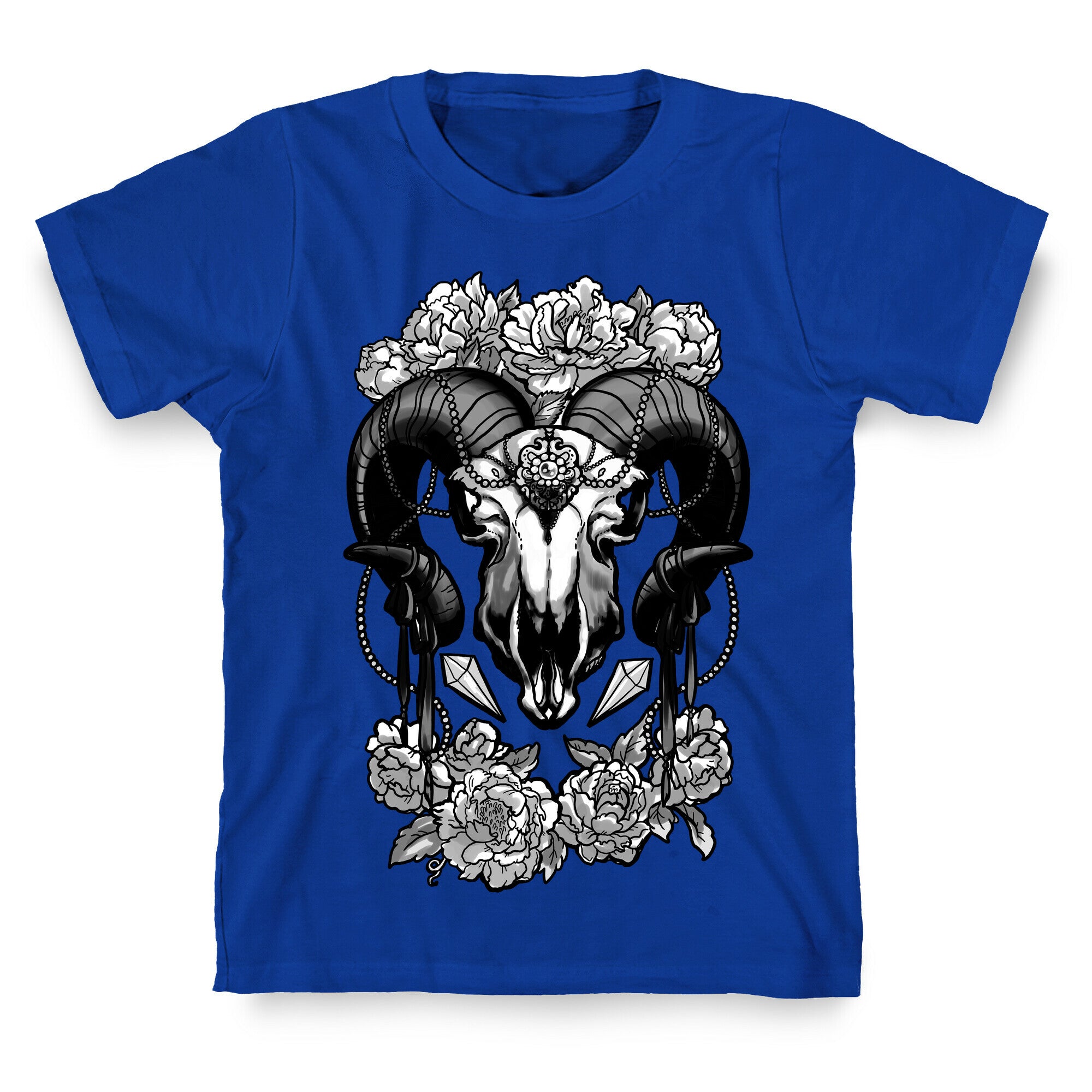 Flowery Ram Skull T-Shirt