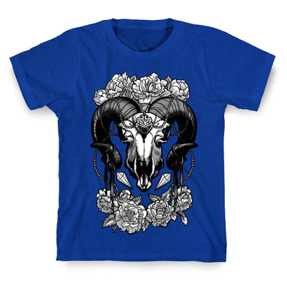Flowery Ram Skull T-Shirt