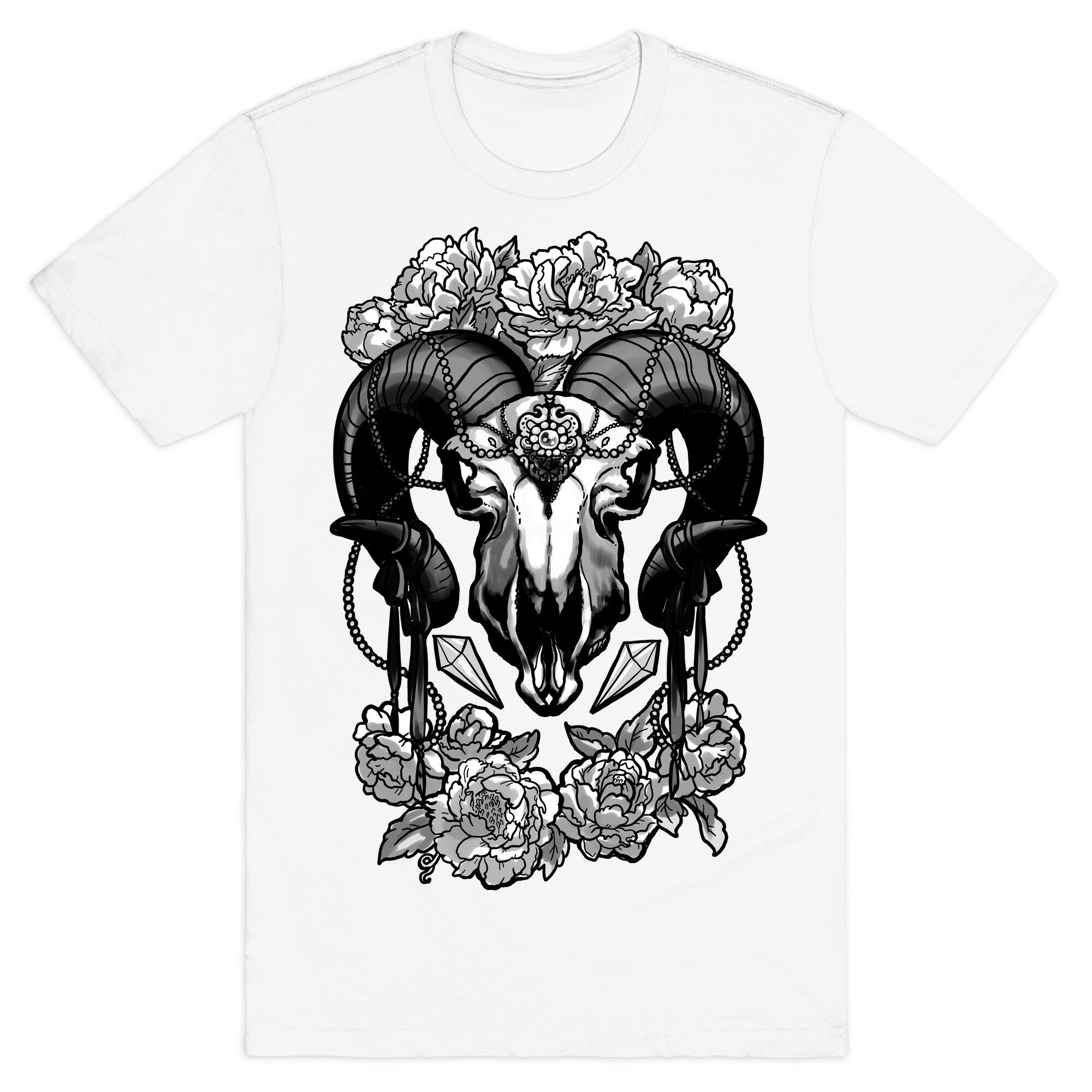 Flowery Ram Skull T-Shirt