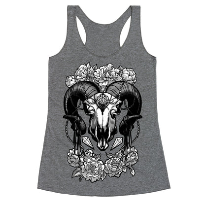 Flowery Ram Skull Racerback Tank