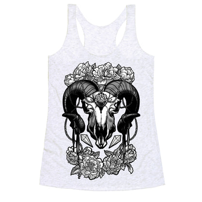 Flowery Ram Skull Racerback Tank