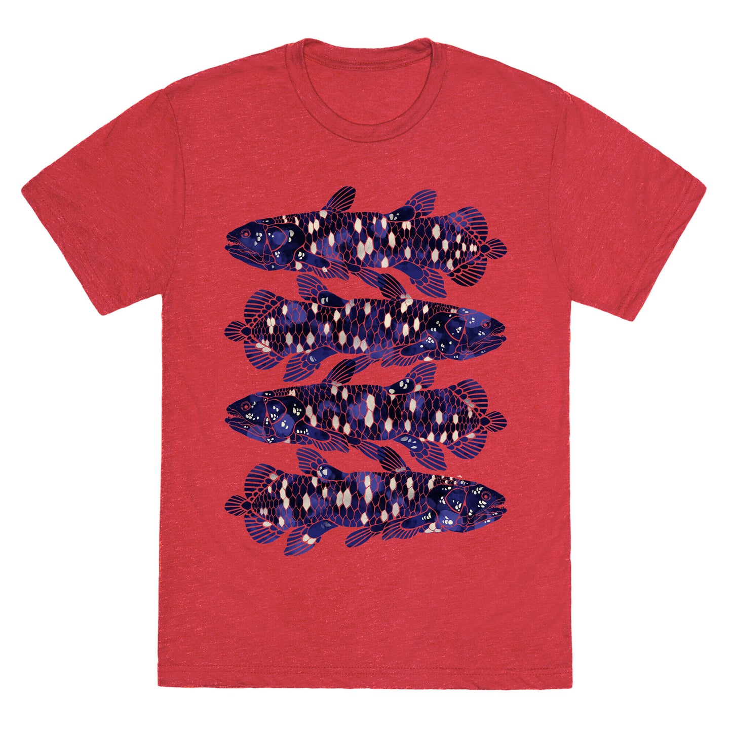 Geometric Jeweled Coelacanth Fish Unisex Triblend Tee