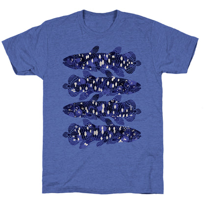 Geometric Jeweled Coelacanth Fish Unisex Triblend Tee