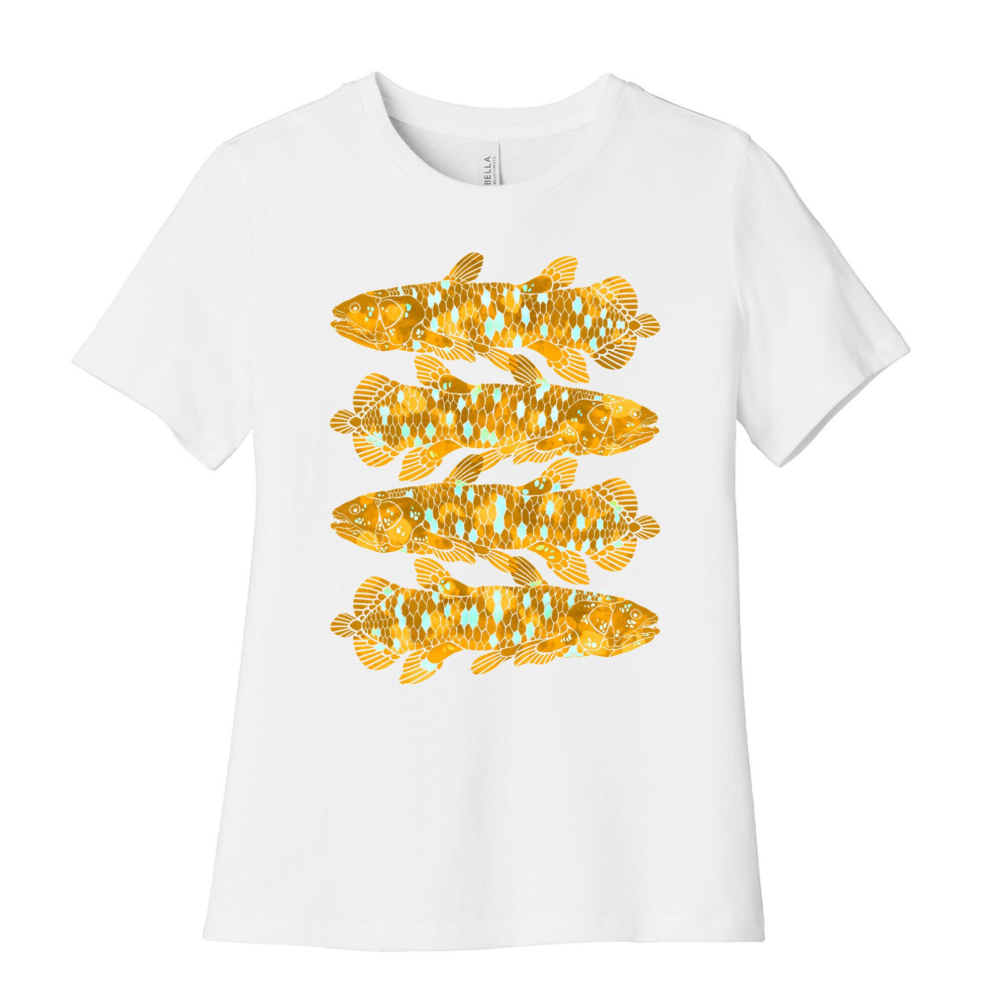 Geometric Jeweled Coelacanth Fish Women's Cotton Tee