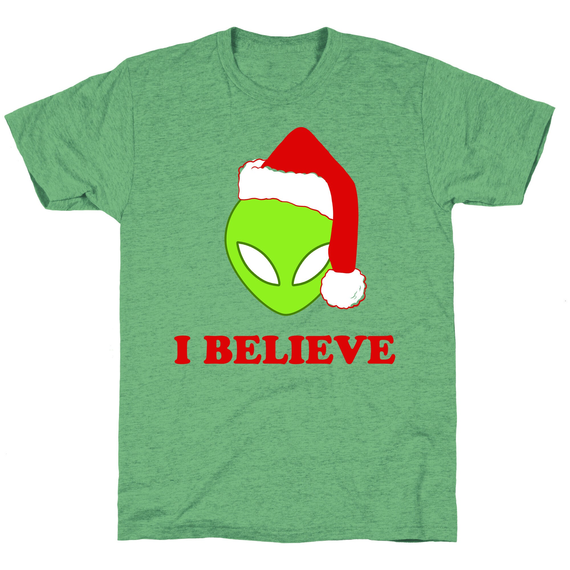 I Believe Christmas Aliens Unisex Triblend Tee