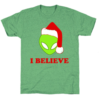I Believe Christmas Aliens Unisex Triblend Tee
