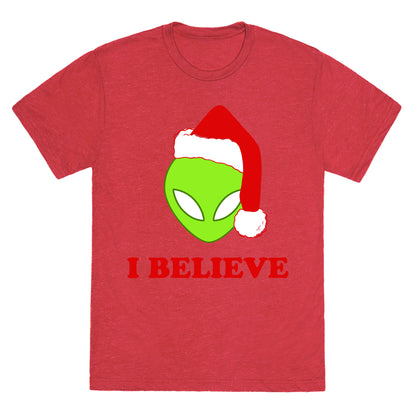 I Believe Christmas Aliens Unisex Triblend Tee