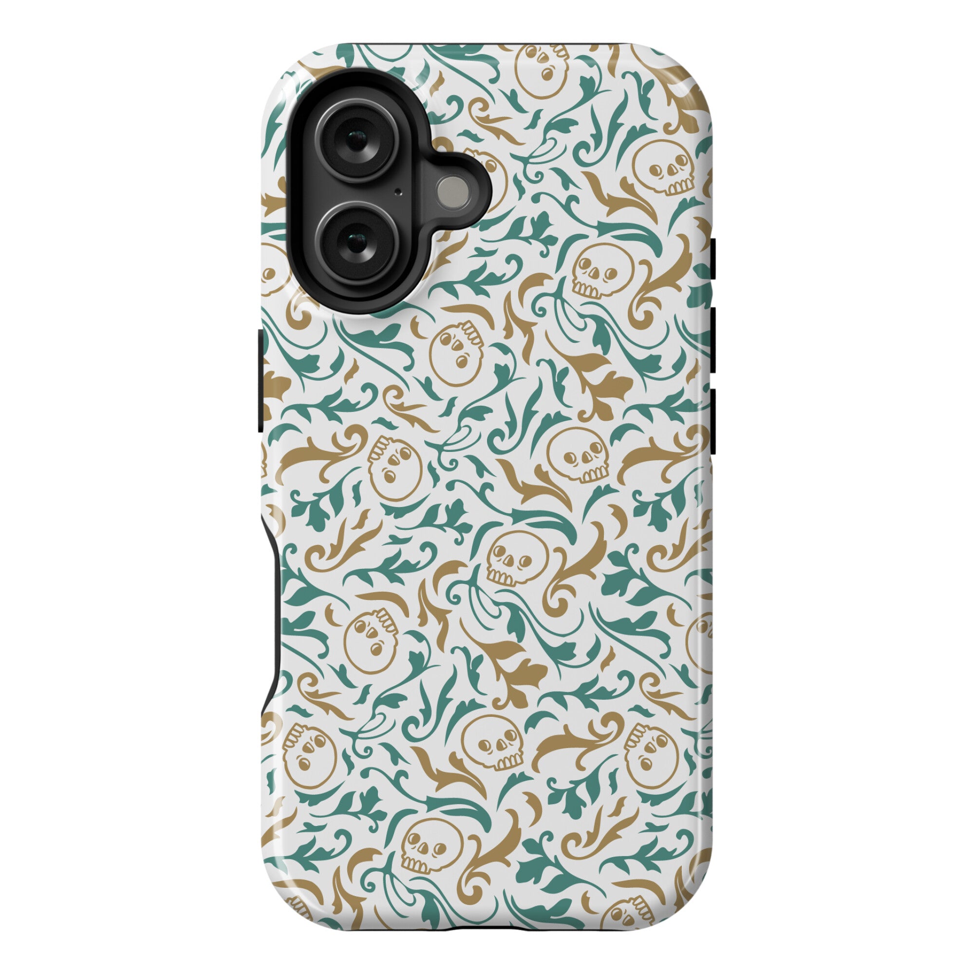 Filigree Flowers and Skulls Pattern Phone Case