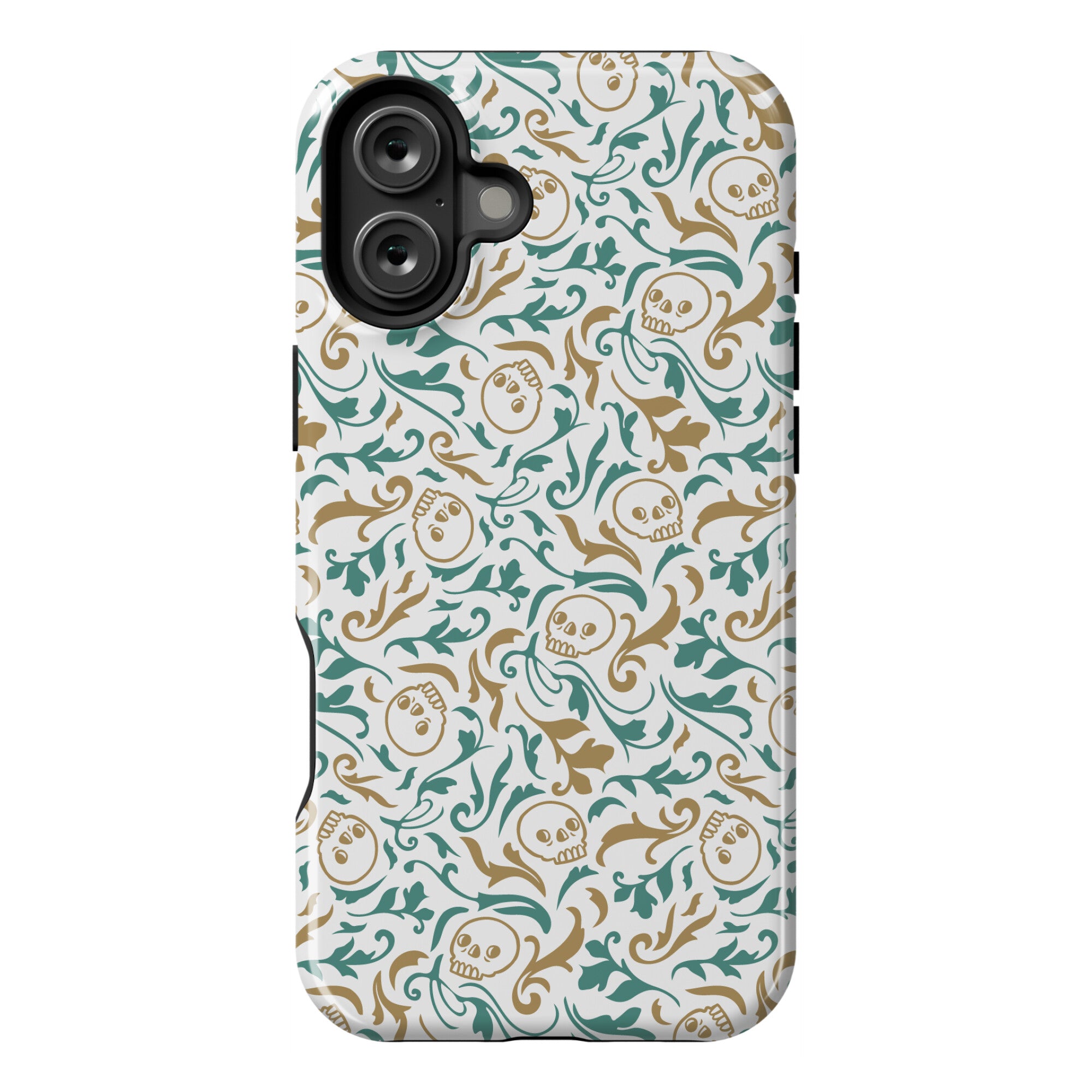 Filigree Flowers and Skulls Pattern Phone Case