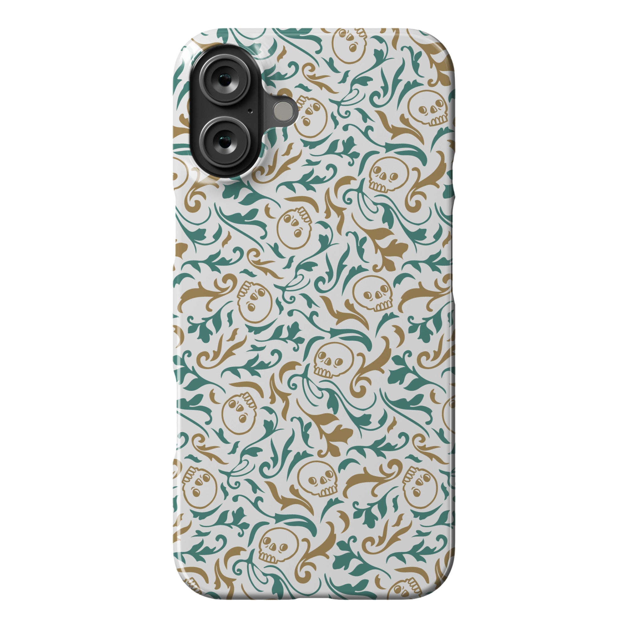 Filigree Flowers and Skulls Pattern Phone Case