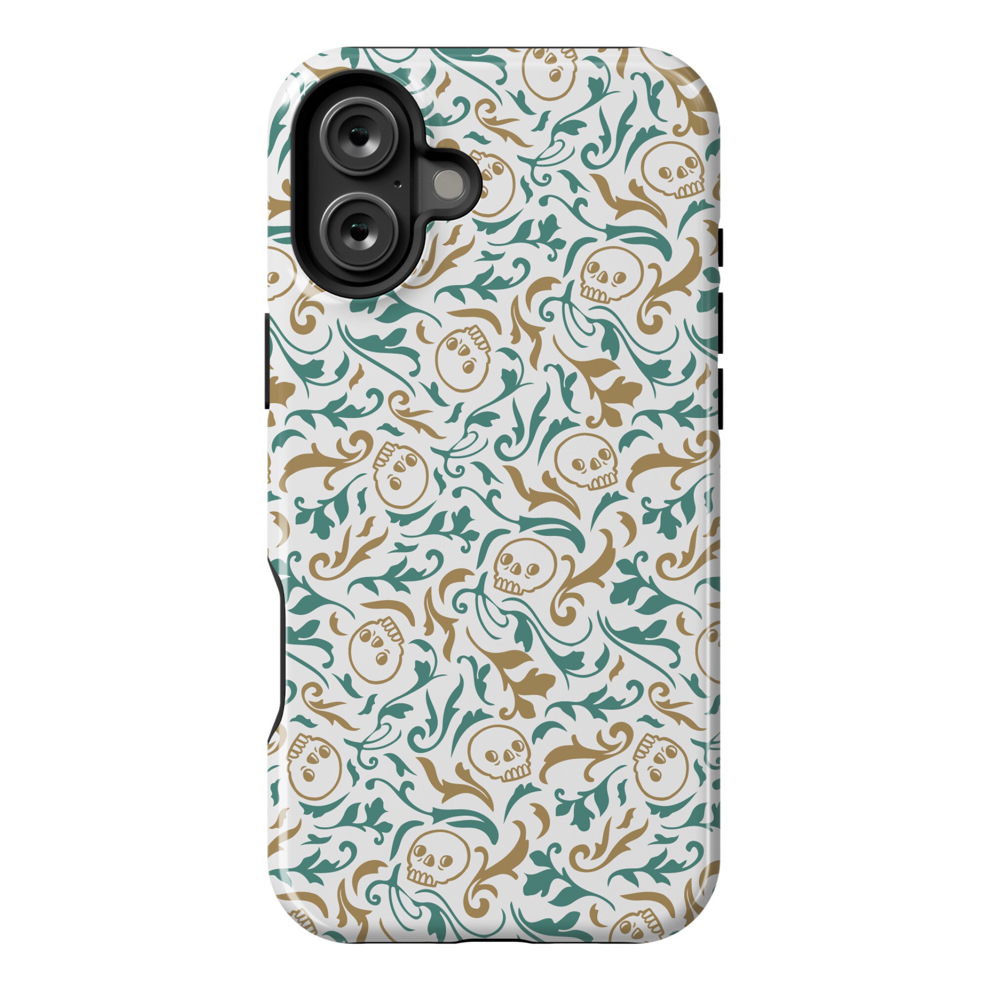 Filigree Flowers and Skulls Pattern Phone Case