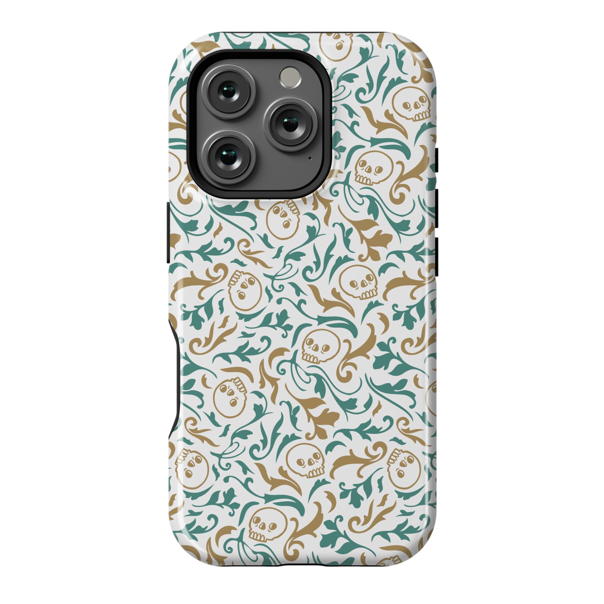 Filigree Flowers and Skulls Pattern Phone Case