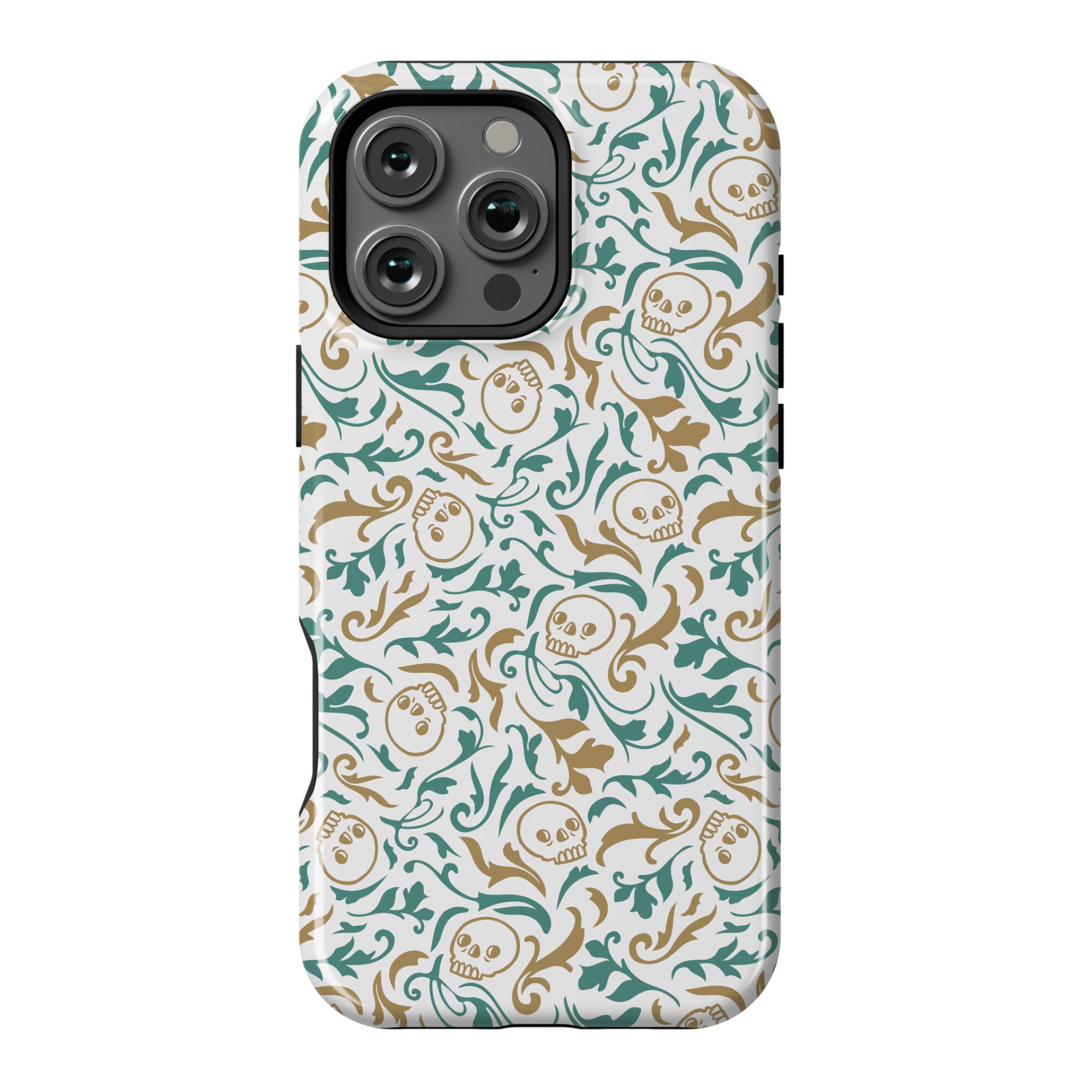 Filigree Flowers and Skulls Pattern Phone Case