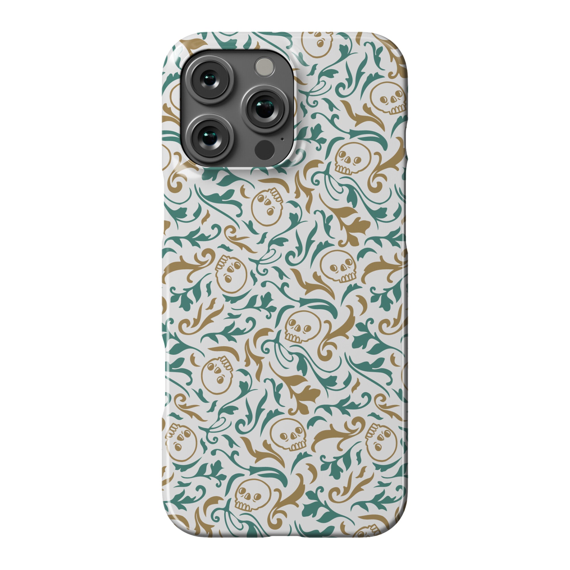 Filigree Flowers and Skulls Pattern Phone Case