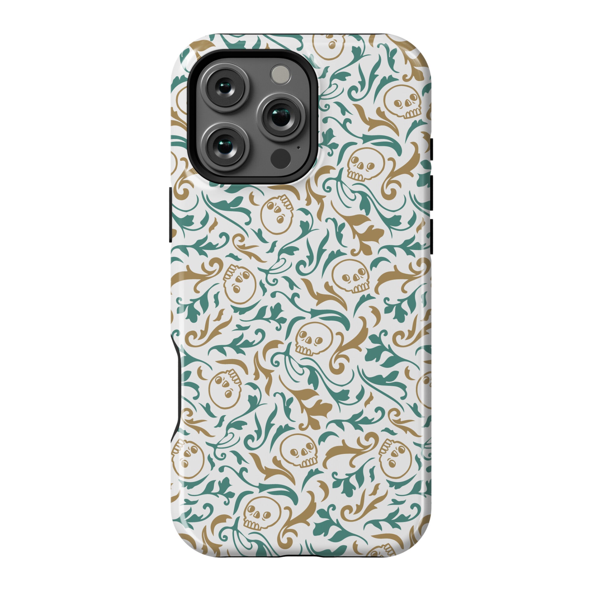 Filigree Flowers and Skulls Pattern Phone Case