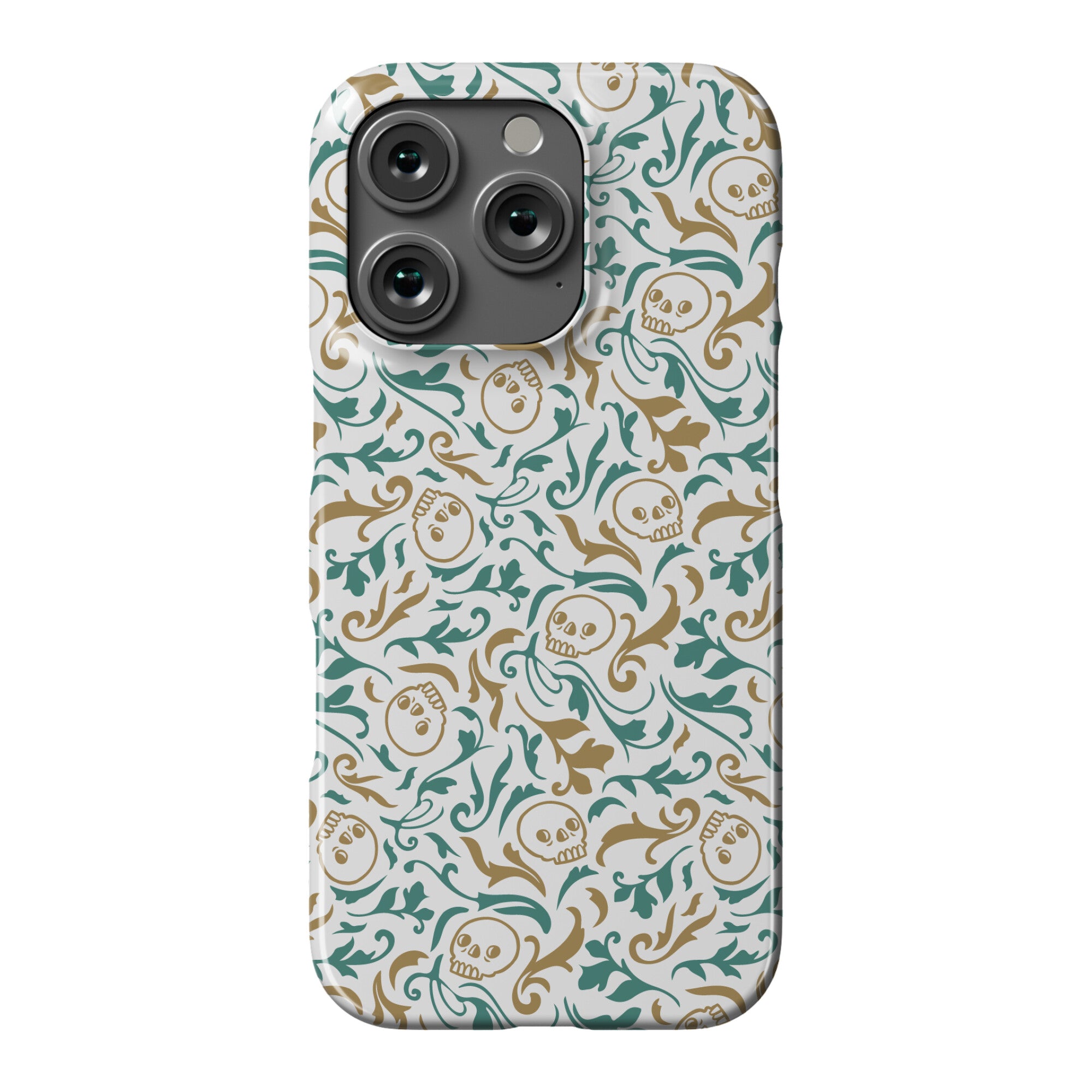 Filigree Flowers and Skulls Pattern Phone Case