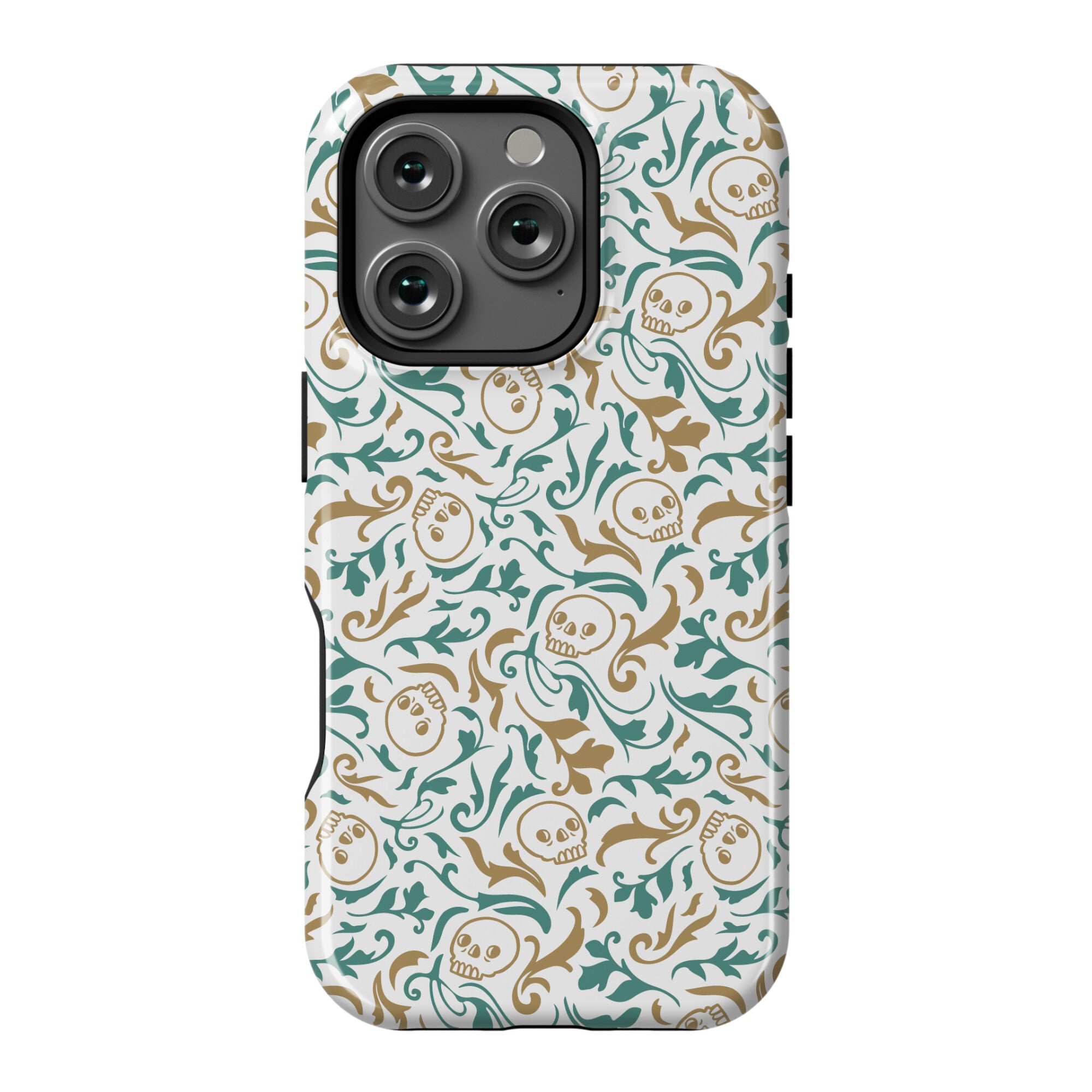 Filigree Flowers and Skulls Pattern Phone Case