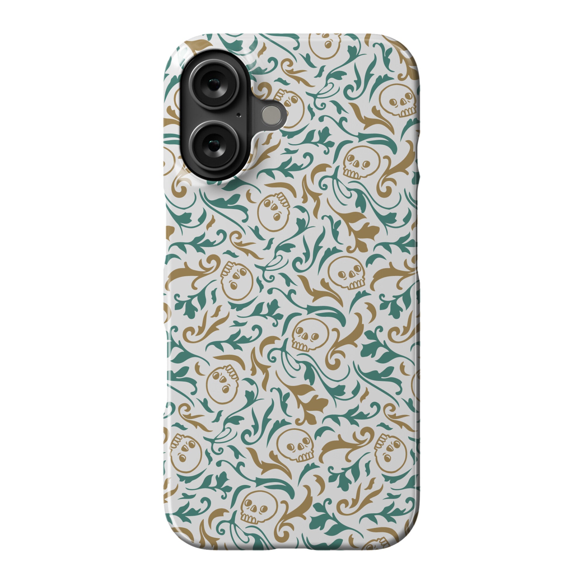 Filigree Flowers and Skulls Pattern Phone Case