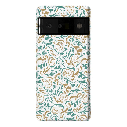 Filigree Flowers and Skulls Pattern Phone Case