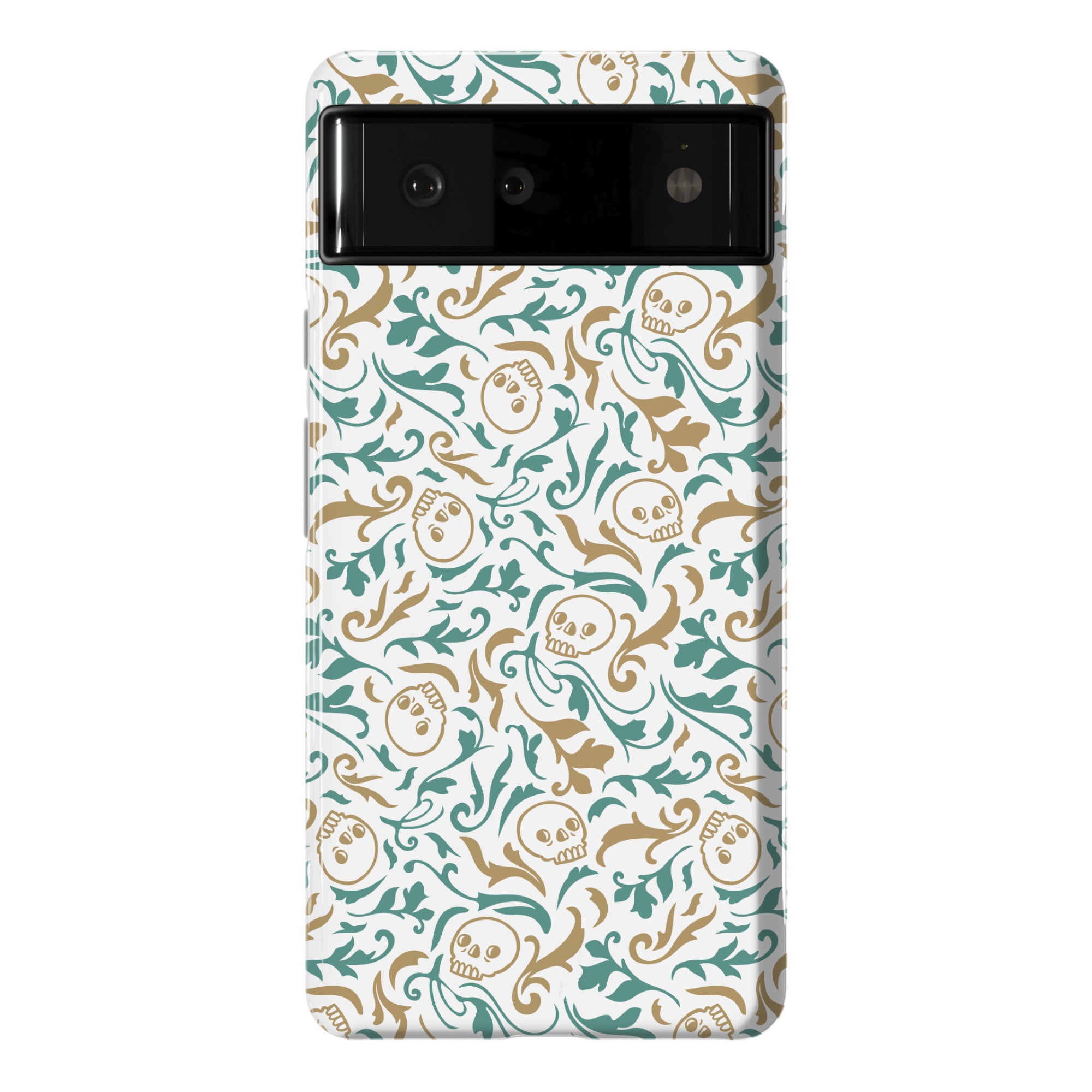 Filigree Flowers and Skulls Pattern Phone Case