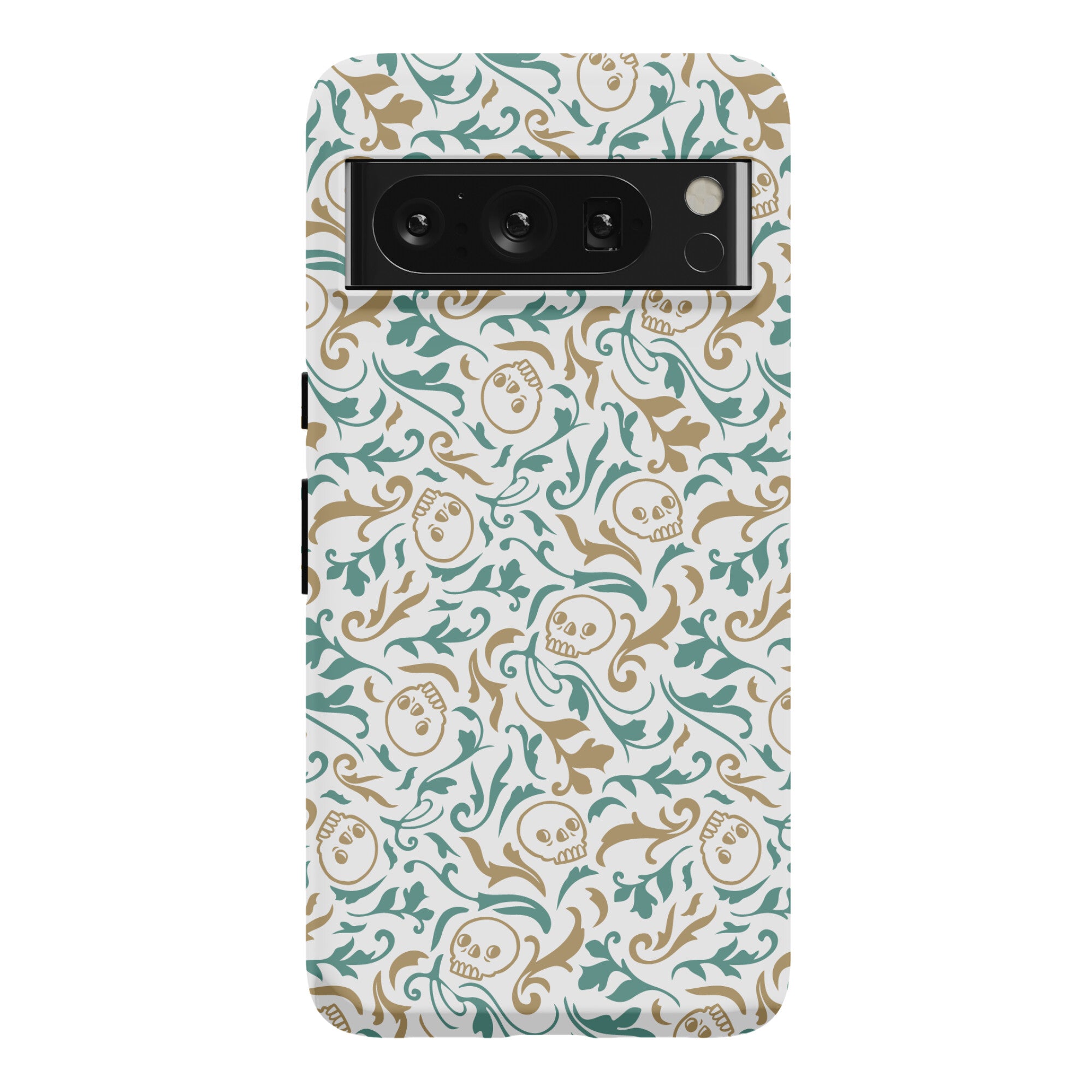 Filigree Flowers and Skulls Pattern Phone Case