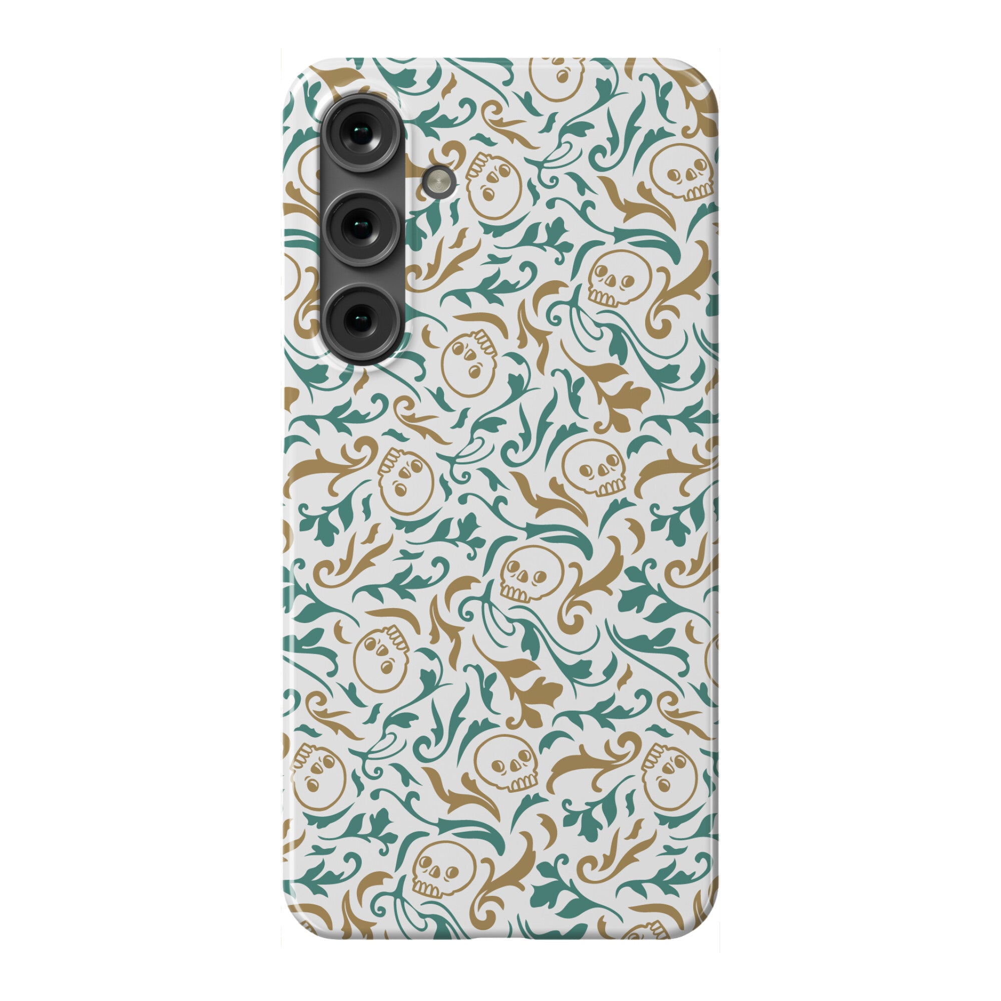 Filigree Flowers and Skulls Pattern Phone Case