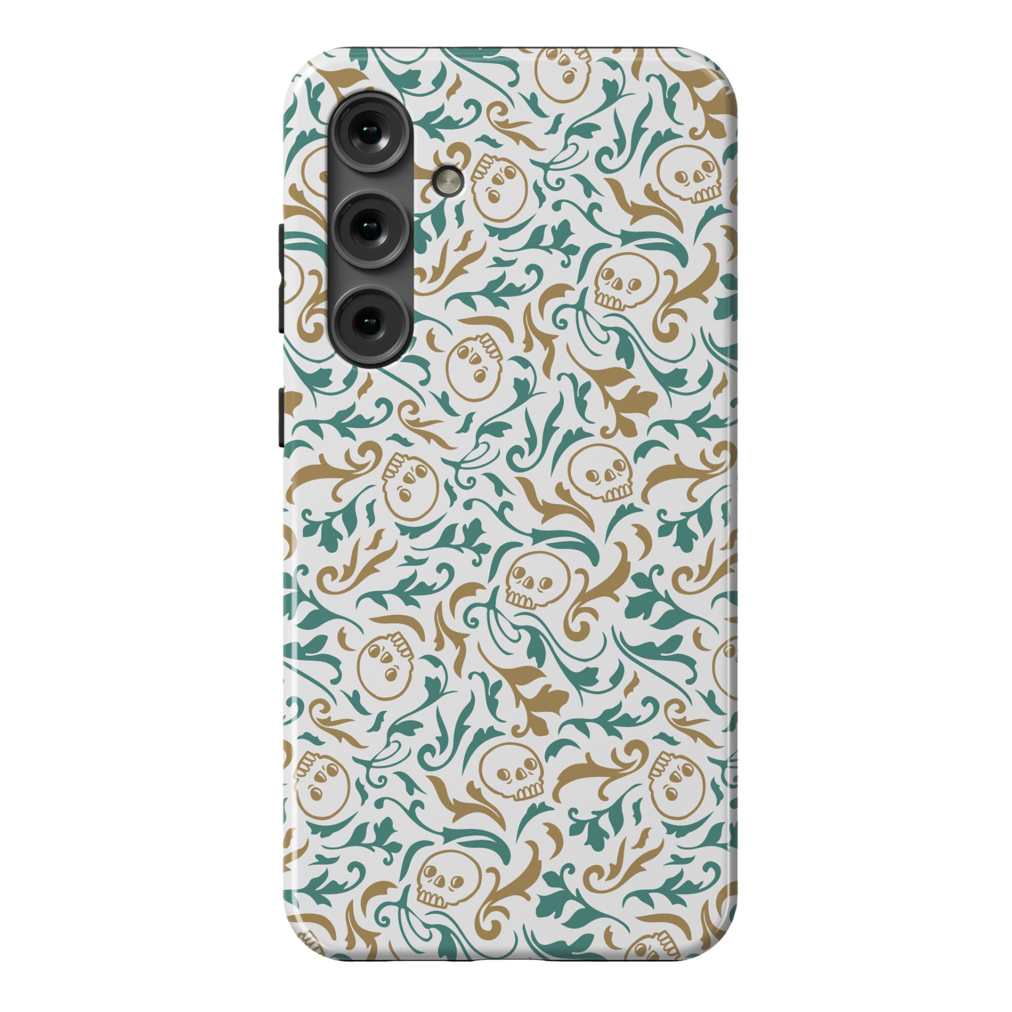 Filigree Flowers and Skulls Pattern Phone Case