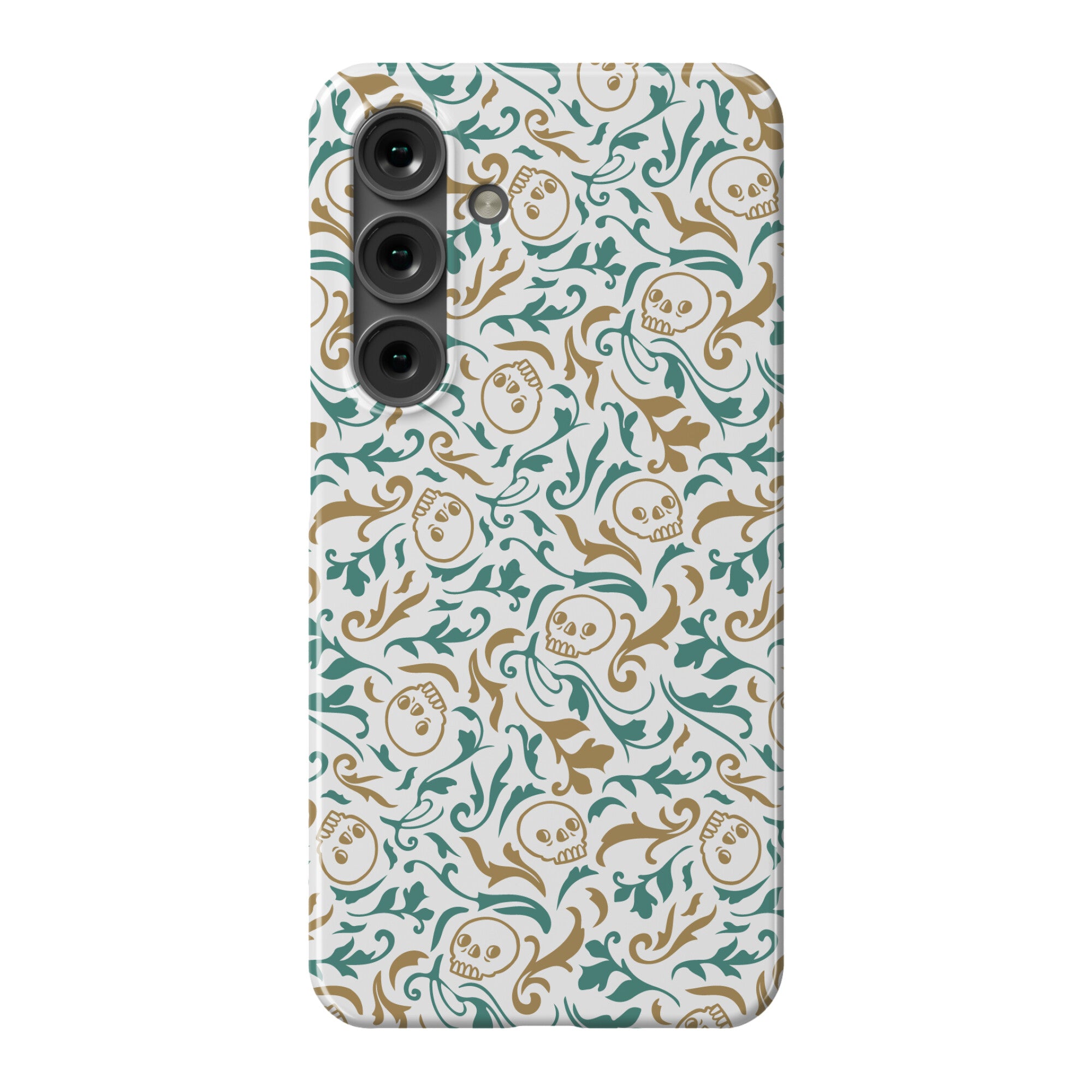 Filigree Flowers and Skulls Pattern Phone Case