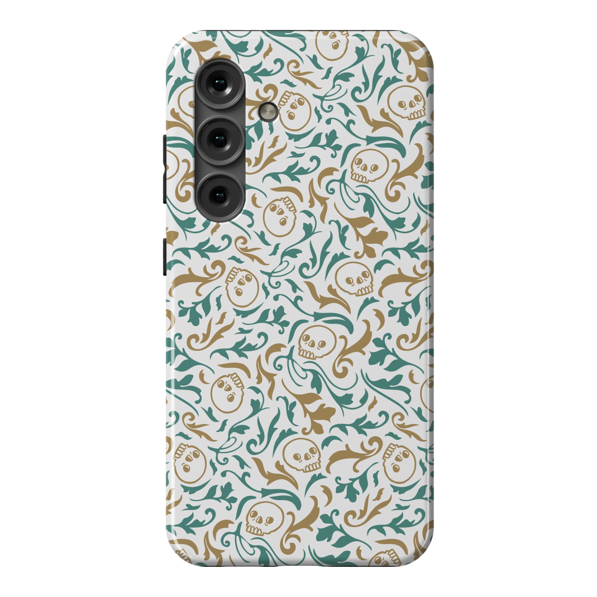 Filigree Flowers and Skulls Pattern Phone Case