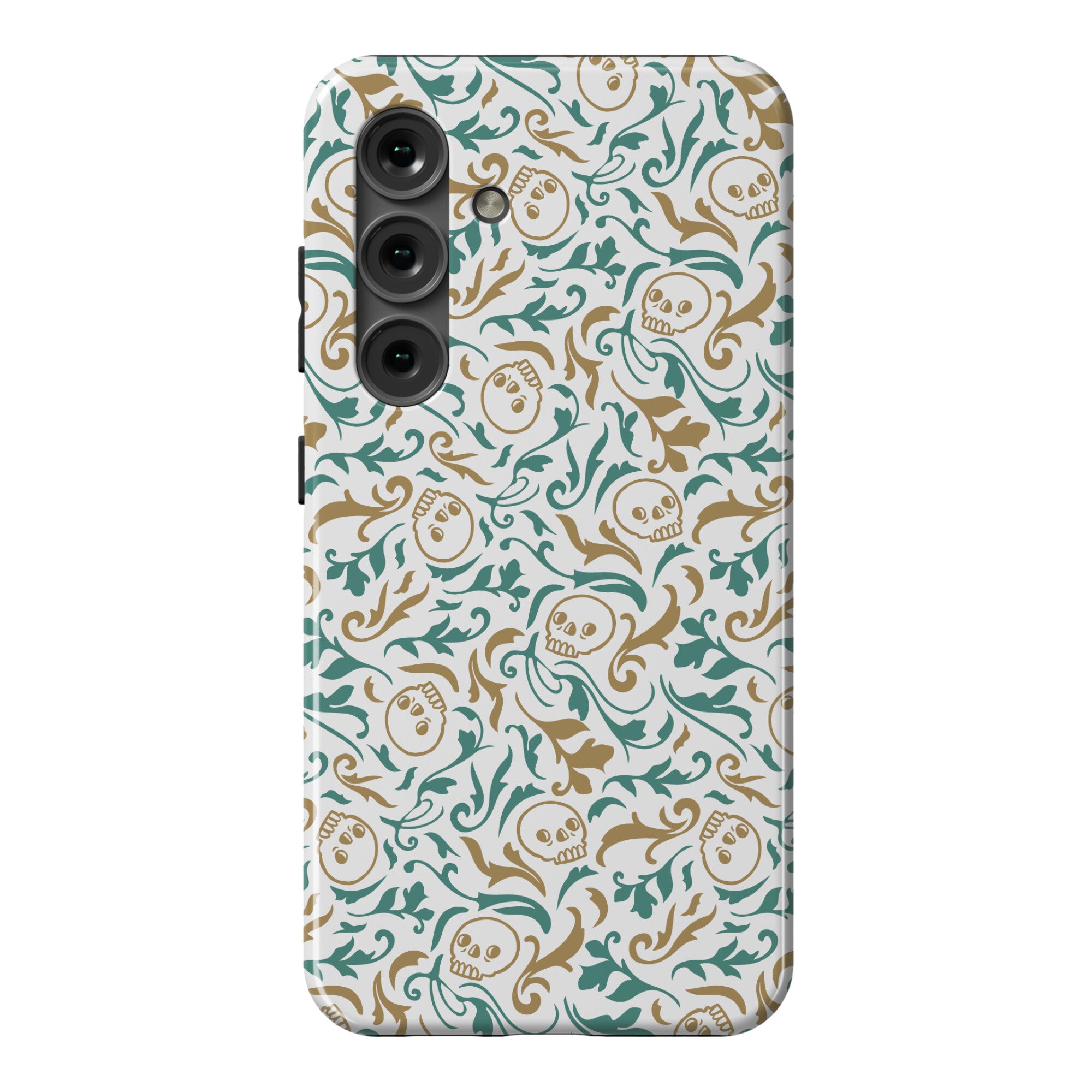 Filigree Flowers and Skulls Pattern Phone Case