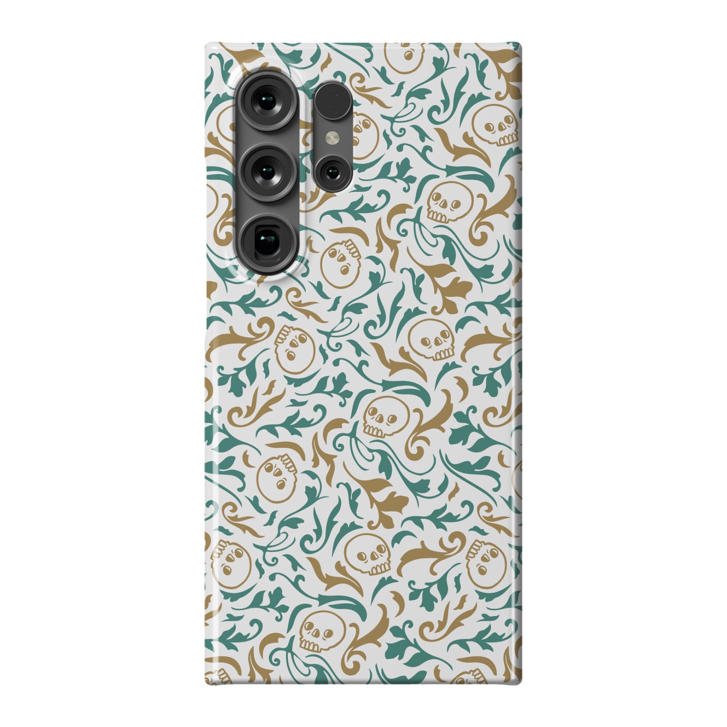 Filigree Flowers and Skulls Pattern Phone Case