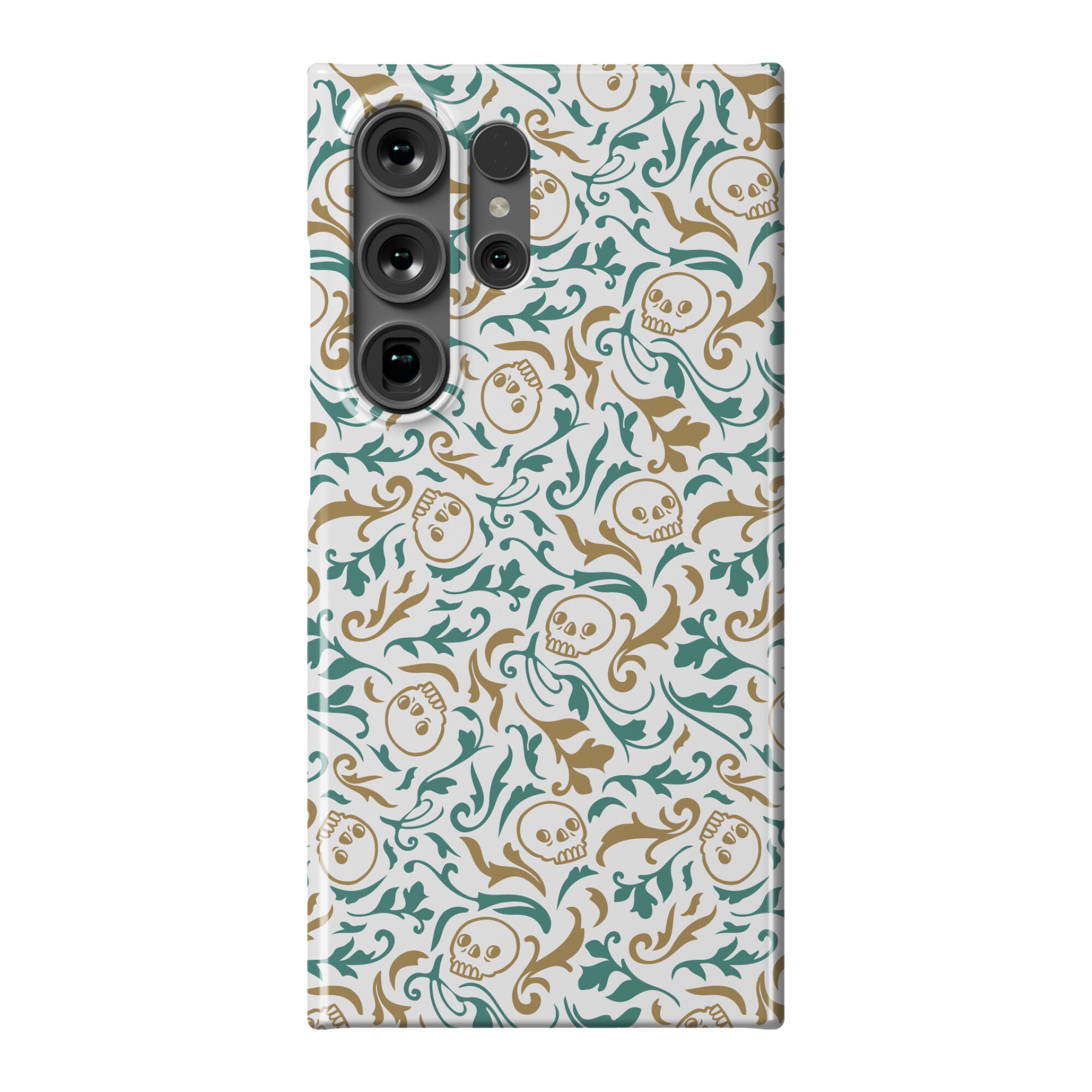 Filigree Flowers and Skulls Pattern Phone Case
