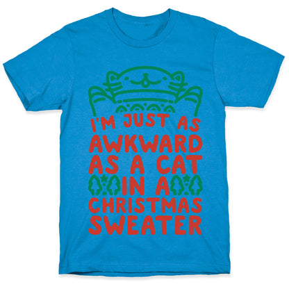 Awkward As A Cat In A Christmas Sweater T-Shirt