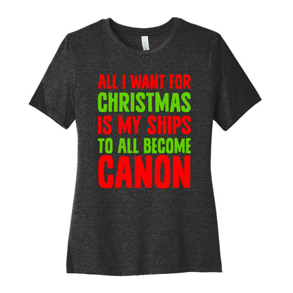 All I Want For Christmas Is My Ships To All Become Canon Women's Cotton Tee