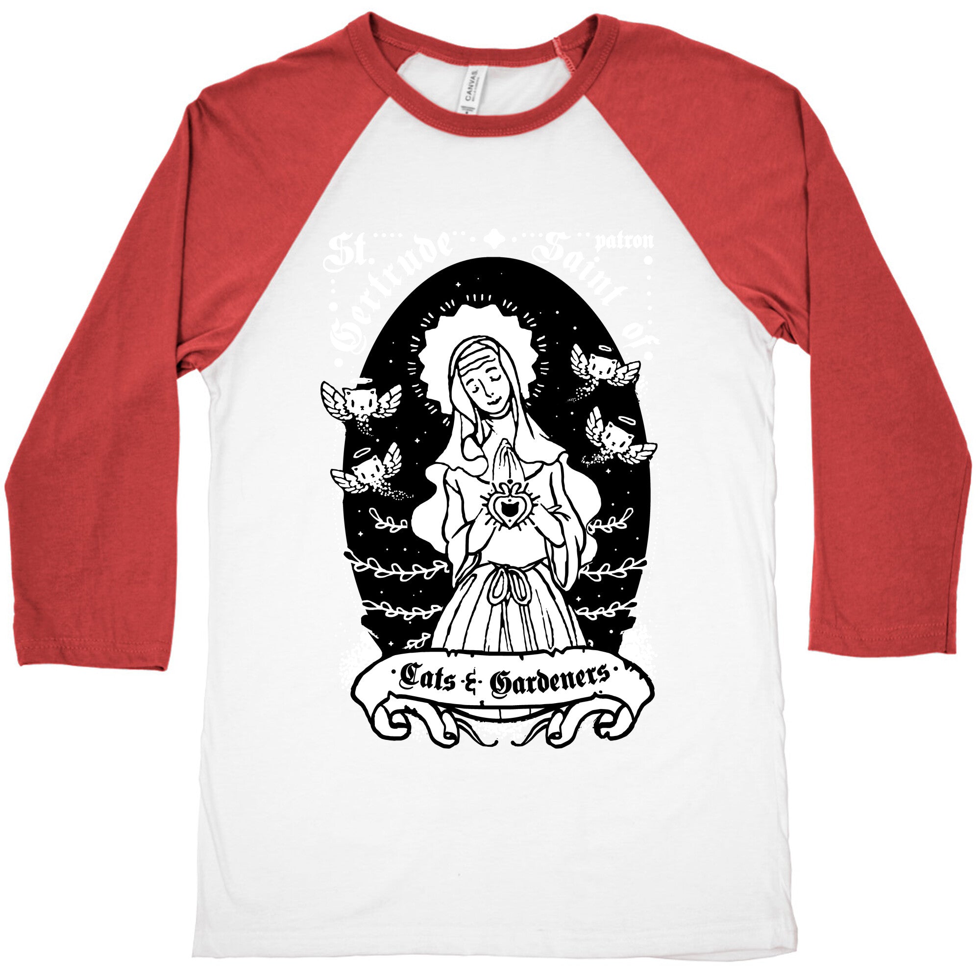 Saint Gertrude of Cats Baseball Tee