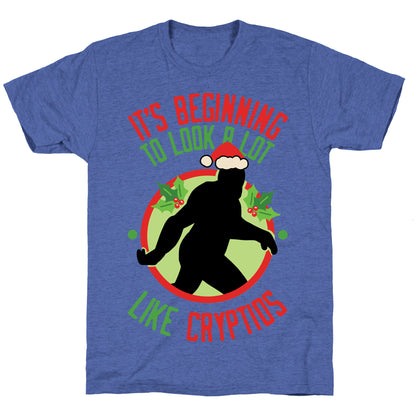 It's Beginning To Look A Lot Like Cryptids (Bigfoot) Unisex Triblend Tee