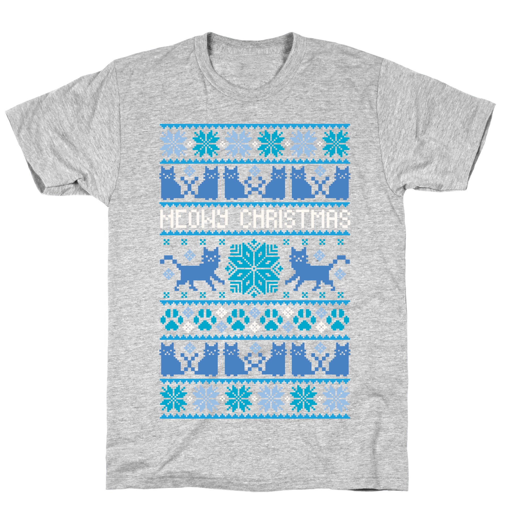 Meowy Christmas Cat Sweater Pattern T-Shirt