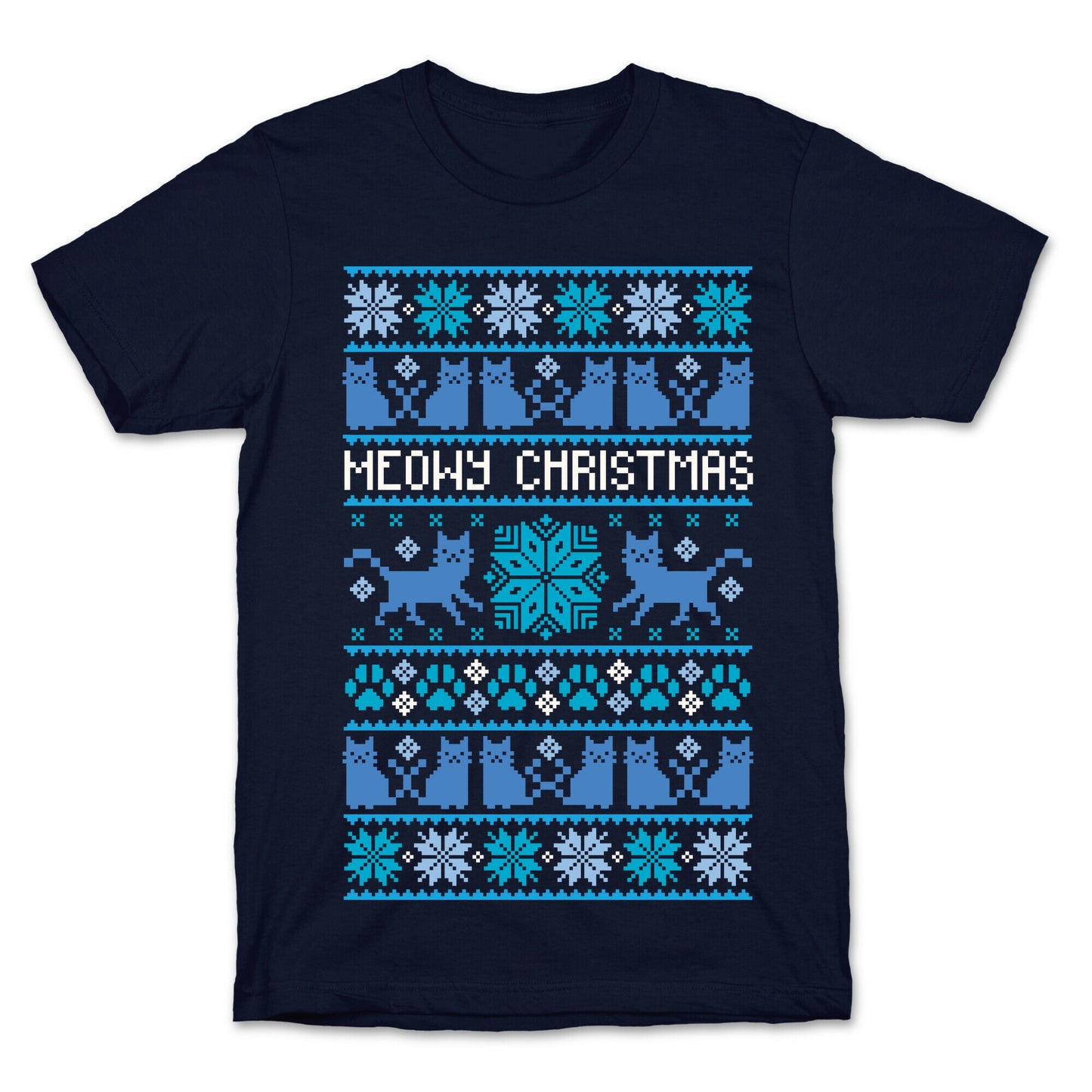 Meowy Christmas Cat Sweater Pattern T-Shirt